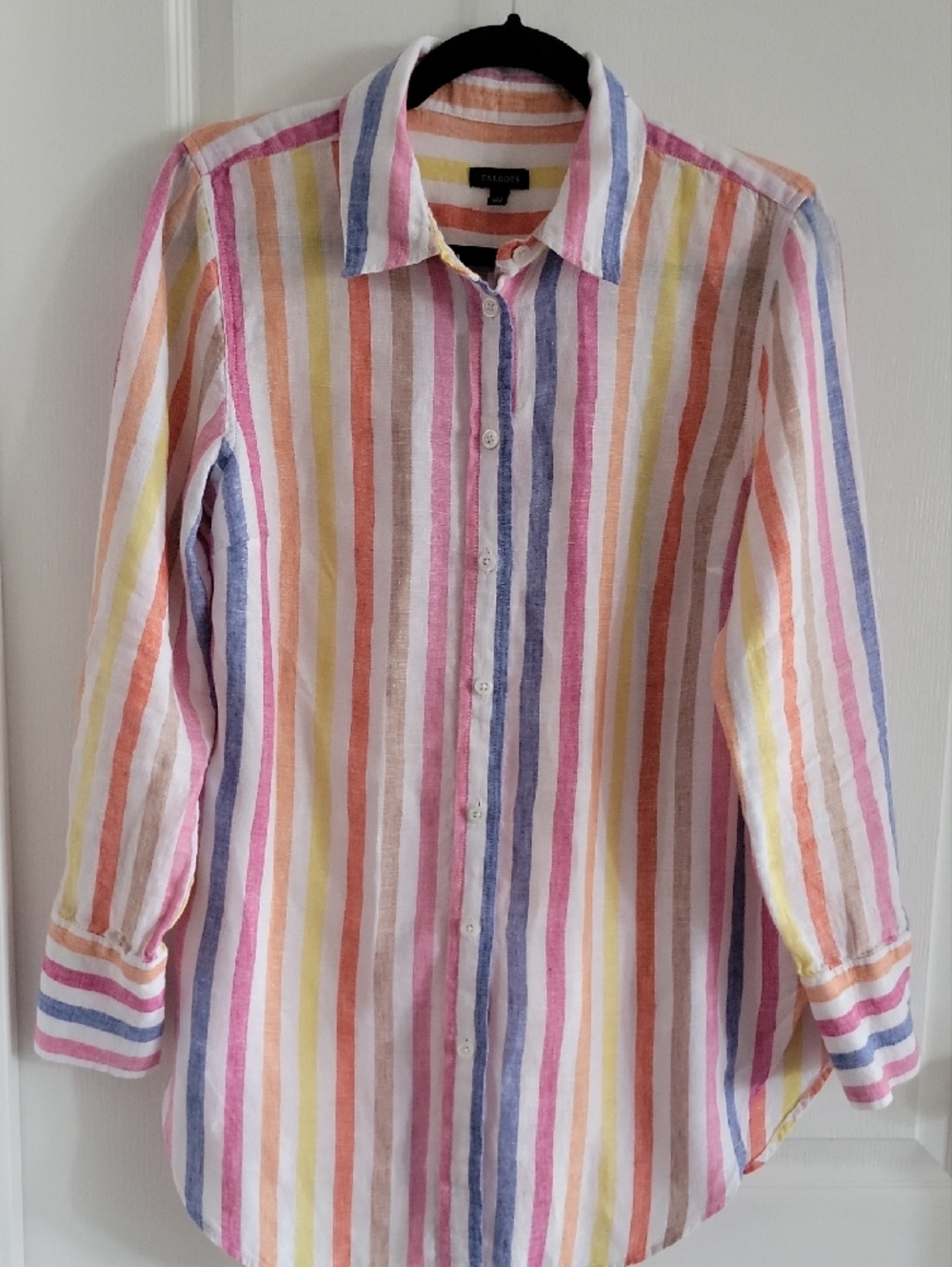 Talbots Linen Boyfriend Shirt - Rockport Stripe - Picture 2 of 9